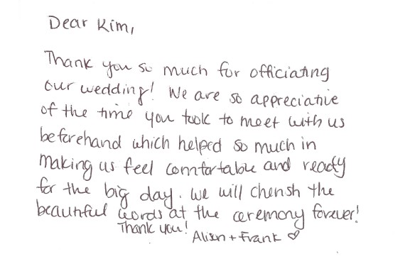 Alison and Frank thank you 